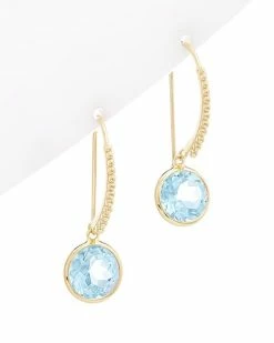 Judith Ripka Water Colors 14K Over Silver Blue Topaz Drop Earrings Women