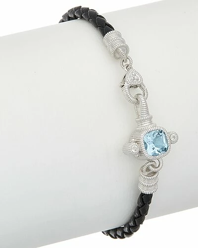 Judith Ripka Silver & Leather 2.12 Ct. Tw. Gemstone Bracelet Women