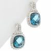 Judith Ripka Cushion Silver 6.40 Ct. Tw. London Blue Spinel Earrings Women