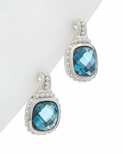 Judith Ripka Cushion Silver 6.40 Ct. Tw. London Blue Spinel Earrings Women