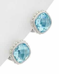 Judith Ripka Checkerboard Silver Crystal Earrings Women