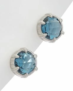 Judith Ripka Eclipse Silver 8.70 Ct. Tw. London Blue Spinel Studs Women