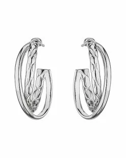 Judith Ripka Aura Silver Hoops Women