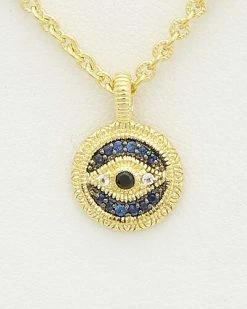 Judith Ripka 14K Over Silver 0.13 Ct. Tw. Gemstone Evil Eye Necklace Women