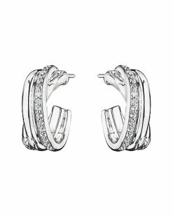 Judith Ripka Aura Silver White Topaz Hoops Women