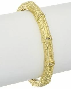 Judith Ripka 14K Over Silver 0.11 Ct. Tw. White Topaz Cuff Women