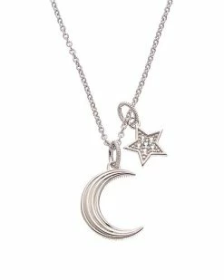Judith Ripka Little Jewels Silver Moon & Star Pendant Necklace Women