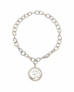 Judith Ripka Little Jewels Silver White Topaz Om Charm Bracelet Women