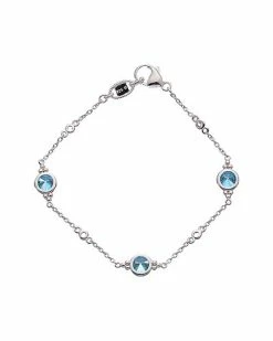 Judith Ripka Watercolors Silver White Topaz CZ Stones By The Yard Bracelet Women