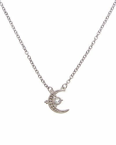 Judith Ripka Little Jewels Silver 0.14 Ct. Tw. White Topaz Moon Pendant Necklace Women