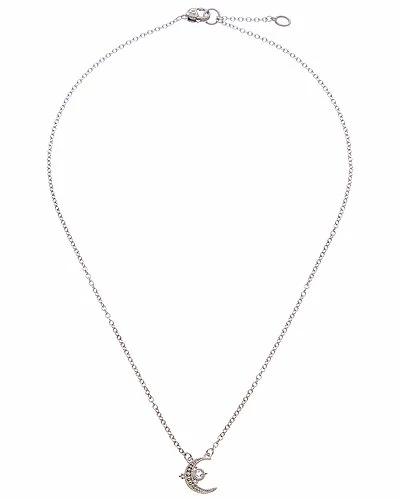 Judith Ripka Little Jewels Silver 0.14 Ct. Tw. White Topaz Moon Pendant Necklace Women - Image 2