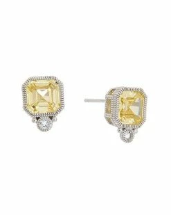 Judith Ripka La Petite Silver CZ Cushion Studs Women