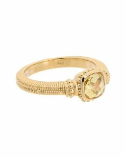 Judith Ripka Classic 14K Over Silver CZ Rose Cut Ring Women