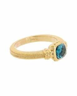 Judith Ripka Classic 14K Over Silver 1.20 Ct. Tw. London Blue Spinel Rose Cut Ring Women