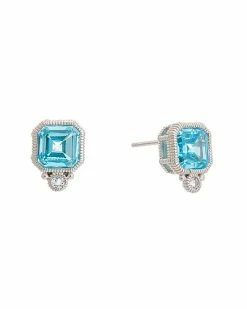 Judith Ripka La Petite Silver CZ Cushion Studs Women