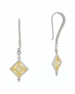 Judith Ripka Watercolors Silver CZ Drop Earrings Women