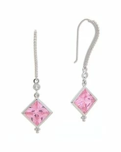 Judith Ripka Watercolors Silver CZ Drop Earrings Women