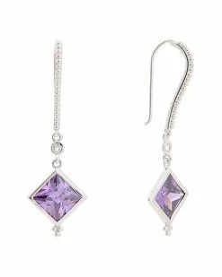 Judith Ripka Watercolors Silver CZ Drop Earrings Women