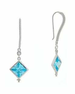 Judith Ripka Watercolors Silver CZ Drop Earrings Women