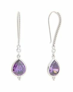 Judith Ripka Watercolors Silver CZ Drop Earrings Women