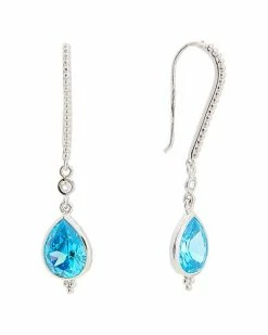 Judith Ripka Watercolors Silver CZ Drop Earrings Women