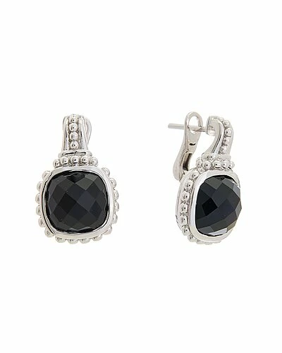 Judith Ripka Classic Silver 9.00 Ct. Tw. Black Onyx Rose Cut Drop Earrings Women