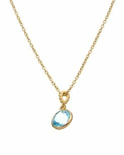Judith Ripka Water Colors 14K Over Silver 2.40 Ct. Tw. Blue Topaz Pendant Necklace Women