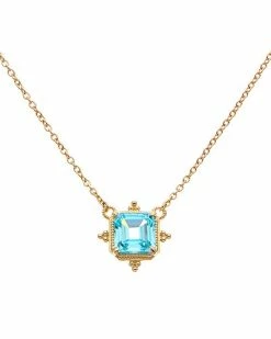 Judith Ripka La Petite 14K Over Silver CZ Cushion Pendant Necklace Women