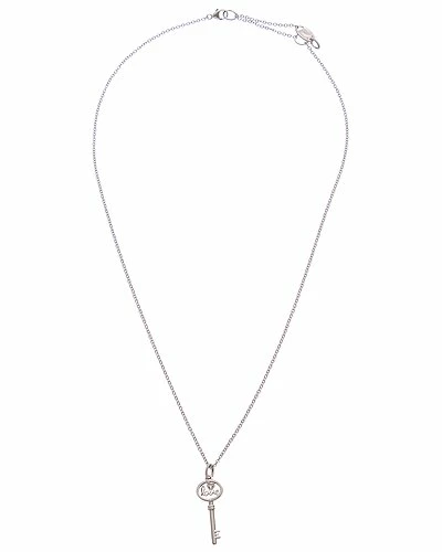 Judith Ripka Little Jewels Silver White Topaz Love Key Pendant Necklace Women - Image 2