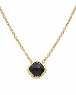 Judith Ripka Classic 14K Over Silver 3.50 Ct. Tw. Black Onyx Rose Cut Necklace Women