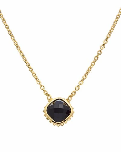 Judith Ripka Classic 14K Over Silver 3.50 Ct. Tw. Black Onyx Rose Cut Necklace Women