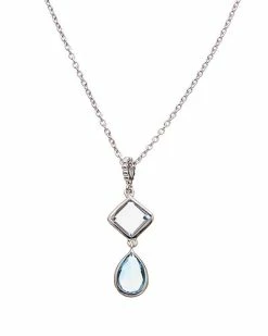 Judith Ripka Watercolors Silver 3.00 Ct. Tw. Gemstone Double Drop Pendant Necklace Women