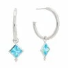Judith Ripka Watercolors Silver CZ Drop Hoops Women