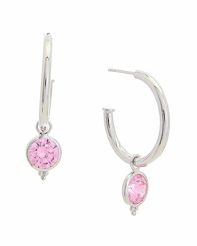 Judith Ripka Watercolors Silver CZ Drop Hoops Women