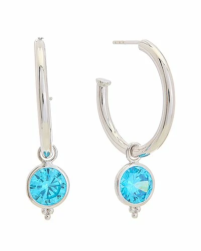 Judith Ripka Watercolors Silver CZ Drop Hoops Women