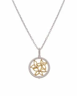 Judith Ripka Little Jewels 14K Over Silver White Topaz Flower Bunch Necklace Women