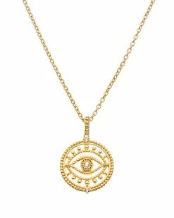 Judith Ripka Little Jewels 14K Over Silver White Topaz Evil Eye Pendant Necklace Women