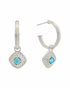 Judith Ripka Julian Silver CZ Charm Hoops Women