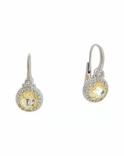 Judith Ripka La Petite Silver CZ Frame Earrings Women