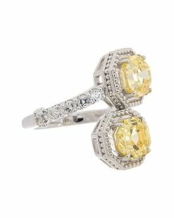 Judith Ripka Casablanca Silver CZ Bypass Ring Women