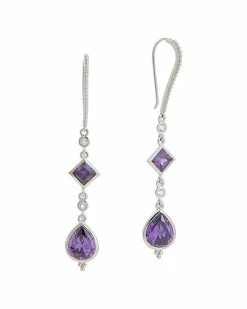 Judith Ripka Watercolors Silver CZ Drop Earrings Women