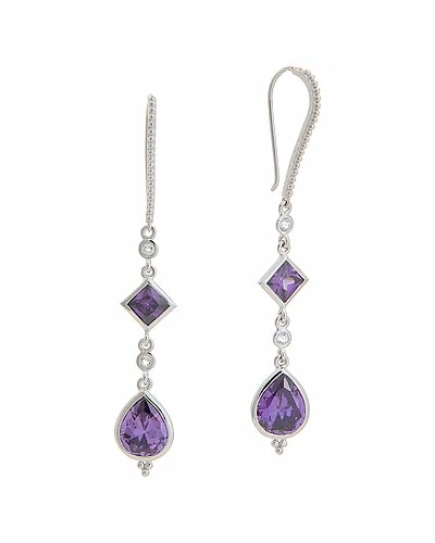 Judith Ripka Watercolors Silver CZ Drop Earrings Women