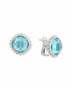 Judith Ripka Checkerboard Silver Crystal Earrings Women