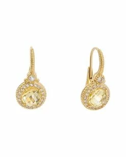 Judith Ripka La Petite 14K Over Silver 6.48 Ct. Tw. White Topaz CZ Frame Earrings Women