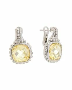 Judith Ripka Cushion Silver CZ Earrings Women