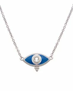 Judith Ripka Little Jewels Silver 0.16 Ct. Tw. White Topaz Evil Eye Pendant Necklace Women