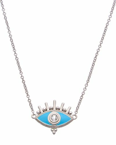 Judith Ripka Little Jewels Silver 0.15 Ct. Tw. White Topaz Evil Eye Pendant Necklace Women