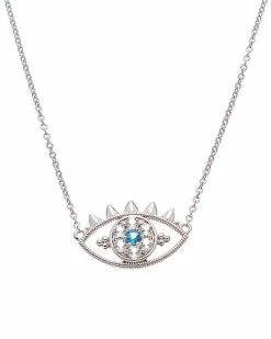Judith Ripka Little Jewels Silver 0.64 Ct. Tw. Gemstone CZ Evil Eye Pendant Necklace Women