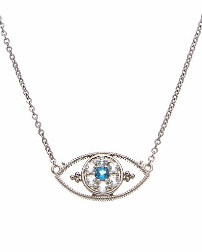 Judith Ripka Little Jewels Silver 0.84 Ct. Tw. Gemstone CZ Evil Eye Pendant Necklace Women