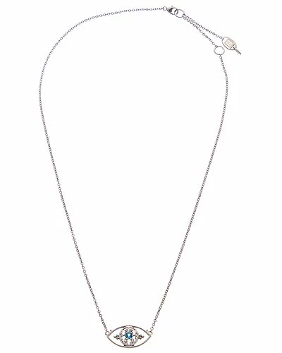 Judith Ripka Little Jewels Silver 0.84 Ct. Tw. Gemstone CZ Evil Eye Pendant Necklace Women - Image 2